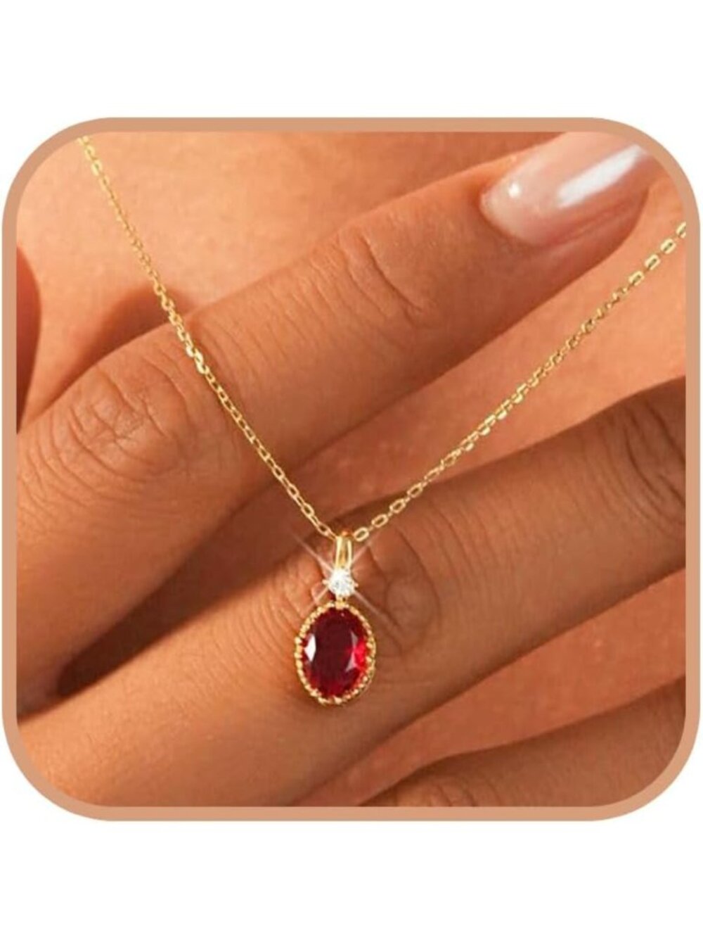 Elegant 925 Sterling Silver Oval Ruby Necklace for Women - Stunning Gift Idea